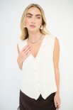 GILET SCOLLO V BOTTONI GIOIELLO BURRO