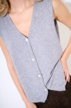 GILET SCOLLO V BOTTONI GIOIELLO GRIGIO
