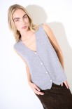 GILET SCOLLO V BOTTONI GIOIELLO GRIGIO