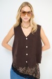 GILET SCOLLO V BOTTONI GIOIELLO MORO