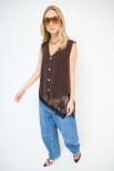 GILET SCOLLO V BOTTONI GIOIELLO MORO