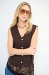 GILET SCOLLO V BOTTONI GIOIELLO MORO