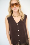 GILET SCOLLO V BOTTONI GIOIELLO MORO