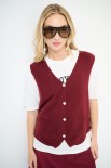 GILET SCOLLO V BOTTONI GIOIELLO VINO