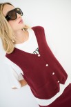 GILET SCOLLO V BOTTONI GIOIELLO VINO
