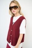 GILET SCOLLO V BOTTONI GIOIELLO VINO