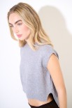 GILET PARICOLLO CON SPACCHI GRIGIO