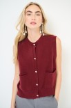 GILET CON TASCHE E BOTTONI GIOIELLO VINO