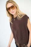 GILET MAGLIA CON ZIP MORO