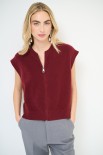 GILET MAGLIA CON ZIP VINO