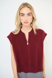 GILET MAGLIA CON ZIP VINO