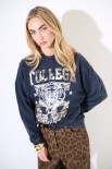 FELPA COLLEGE TIGRE VINTAGE GRIGIO