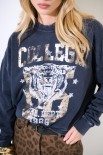 FELPA COLLEGE TIGRE VINTAGE GRIGIO