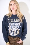 FELPA COLLEGE TIGRE VINTAGE GRIGIO