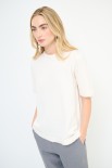 MAGLIA MEZZA MANICA CON PROFILI PELLICCIA BURRO