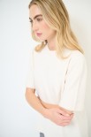 MAGLIA MEZZA MANICA CON PROFILI PELLICCIA BURRO