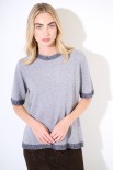 MAGLIA MEZZA MANICA CON PROFILI PELLICCIA GRIGIO