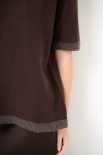 MAGLIA MEZZA MANICA CON PROFILI PELLICCIA MORO