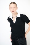MAGLIA POLO MEZZA MANICA CON COLLETTO TESSUTO NERO