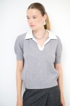 MAGLIA POLO MEZZA MANICA CON COLLETTO TESSUTO GRIGIO