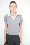 MAGLIA POLO MEZZA MANICA CON COLLETTO TESSUTO GRIGIO