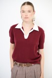 MAGLIA POLO MEZZA MANICA CON COLLETTO TESSUTO VINO
