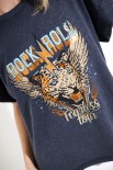 T-SHIRT MARMORIZZATO TIGRE ROCK N ROLL GRIGIO