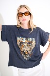 T-SHIRT MARMORIZZATO TIGRE ROCK N ROLL GRIGIO