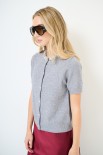 CARDIGAN MEZZA MANICA COLLO GIOIELLO GRIGIO