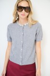 CARDIGAN MEZZA MANICA COLLO GIOIELLO GRIGIO