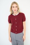 CARDIGAN MEZZA MANICA COLLO GIOIELLO VINO