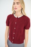 CARDIGAN MEZZA MANICA COLLO GIOIELLO VINO
