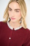 CARDIGAN MEZZA MANICA COLLO GIOIELLO VINO
