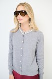 CARDIGAN BOTTONI E COLLO GIOIELLO GRIGIO