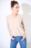 MAGLIA MOHAIR OVERSIZE SCOLLO V BEIGE