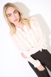 CAMICIA GARZA VISCOSA LANA CON ROUCHES BURRO