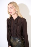 CAMICIA GARZA VISCOSA LANA CON ROUCHES MORO