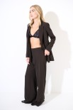 PANTA PALAZZO CON ZIP LATERALE MORO