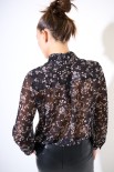 CAMICIA BASIC CON FIOCCO COLLO STAMPA NERO