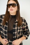 CAMICIA OVER TAGLIO VIVO CHECK NERO