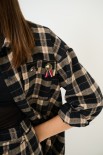 CAMICIA OVER TAGLIO VIVO CHECK NERO