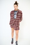 CAMICIA OVER TAGLIO VIVO CHECK BORDEAUX