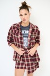 CAMICIA OVER TAGLIO VIVO CHECK BORDEAUX
