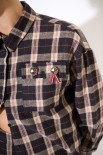 CAMICIA OVER TAGLIO VIVO CHECK MORO