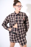 CAMICIA OVER TAGLIO VIVO CHECK MORO
