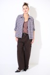 CAMICIA OVER QUADRI PATCH SCRITTA BLU