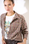 CAMICIA OVER QUADRI PATCH SCRITTA MORO