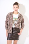CAMICIA OVER QUADRI PATCH SCRITTA MORO