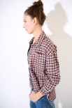 CAMICIA OVER QUADRI PATCH SCRITTA VINO
