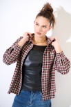 CAMICIA OVER QUADRI PATCH SCRITTA VINO